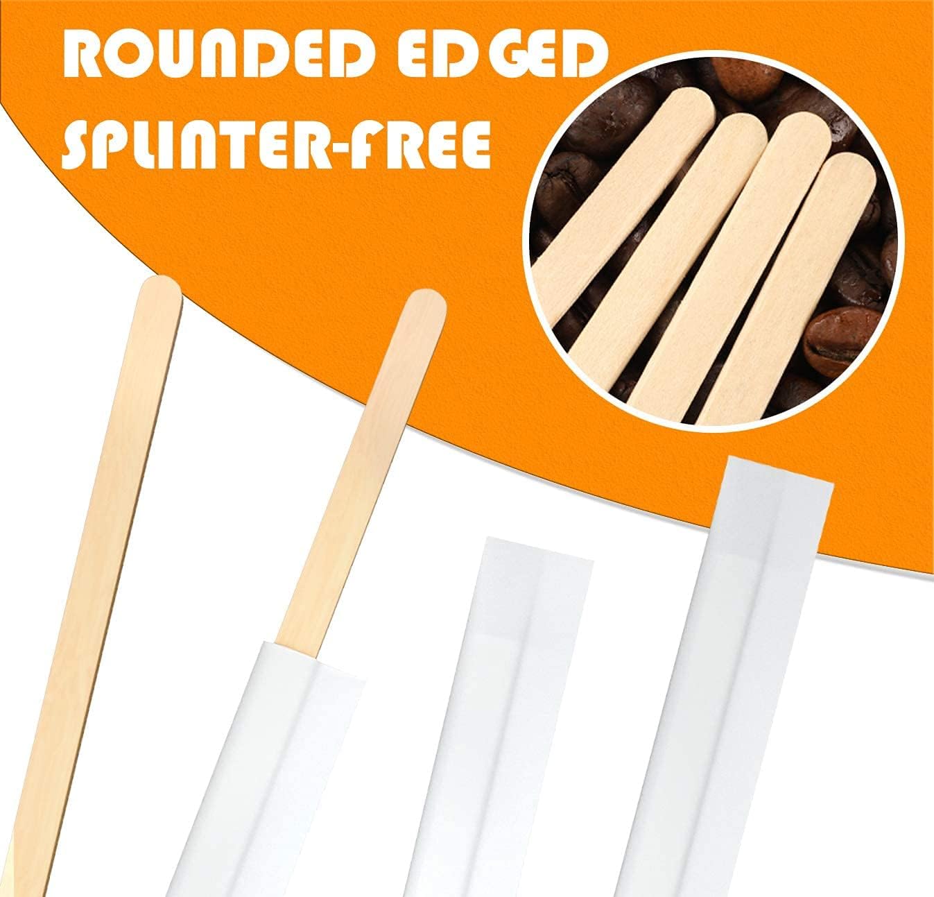 5×1000Pcs Disposable Wood Coffee Stir Sticks Stirrers Individually Paper Wrapped Coffee Tea Beverage Stirrers Stirrings 5.5 Inch,140mm