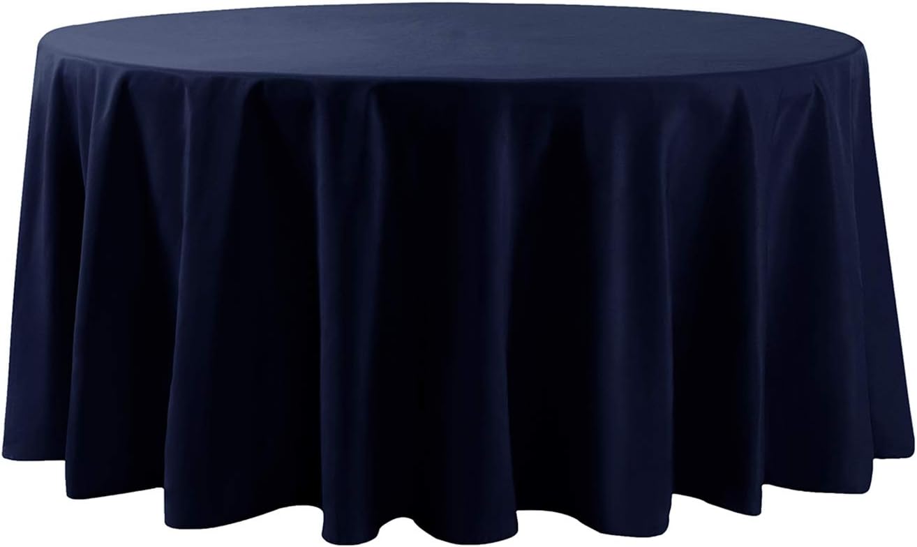 Cupuamon 108 inch Round Tablecloth Washable Polyester Table Cloth Decorative Table Cover for Wedding Party Dining Banquet（108 inch,Navy）