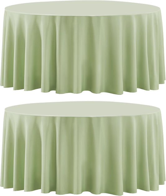 Round Tablecloth 2 Pack 90 Inch Sage Green Tablecloths Washable Decorative Linen Polyester Table Clothes Cover for Dining Table Banquets Buffet Parties and Wedding