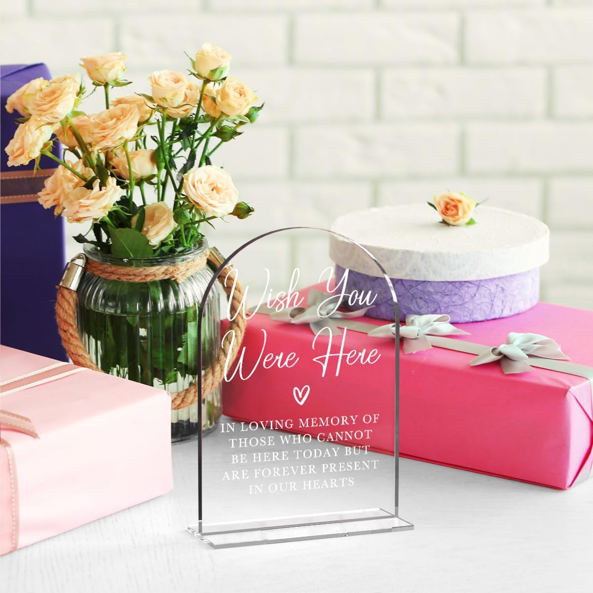 Acrylic Wedding Sign Wedding Signs for Ceremony Wish You Were Here Sign for Wedding Modern Calligraphy Arch Acrylic Table Top Sign for Wedding Reception and Event Party Table