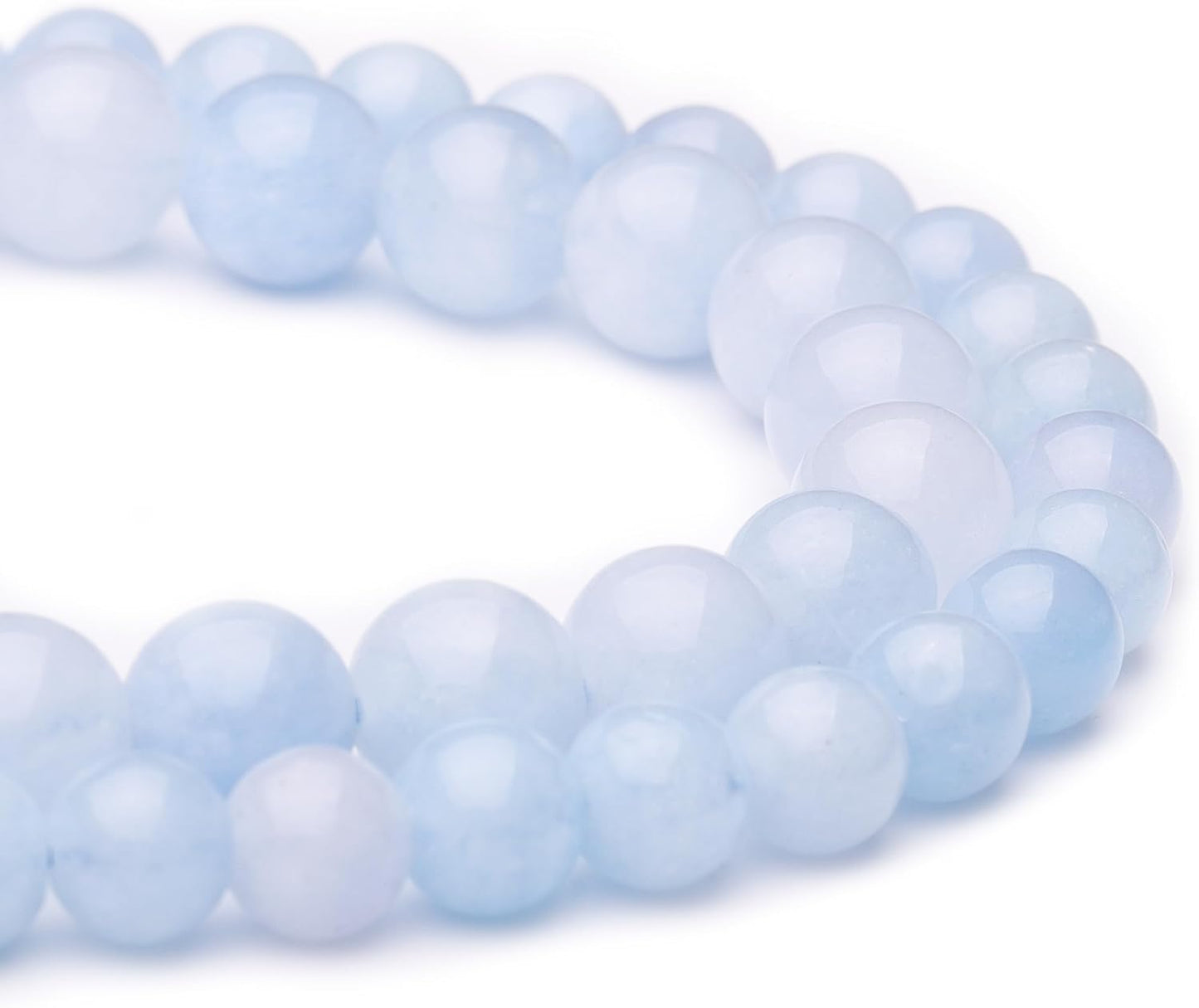 10mm Natural Stone Beads for Jewelry Making,Aquamarine Polished Smooth Round Gemstone Beads for Bracelet Necklace 15 Inch