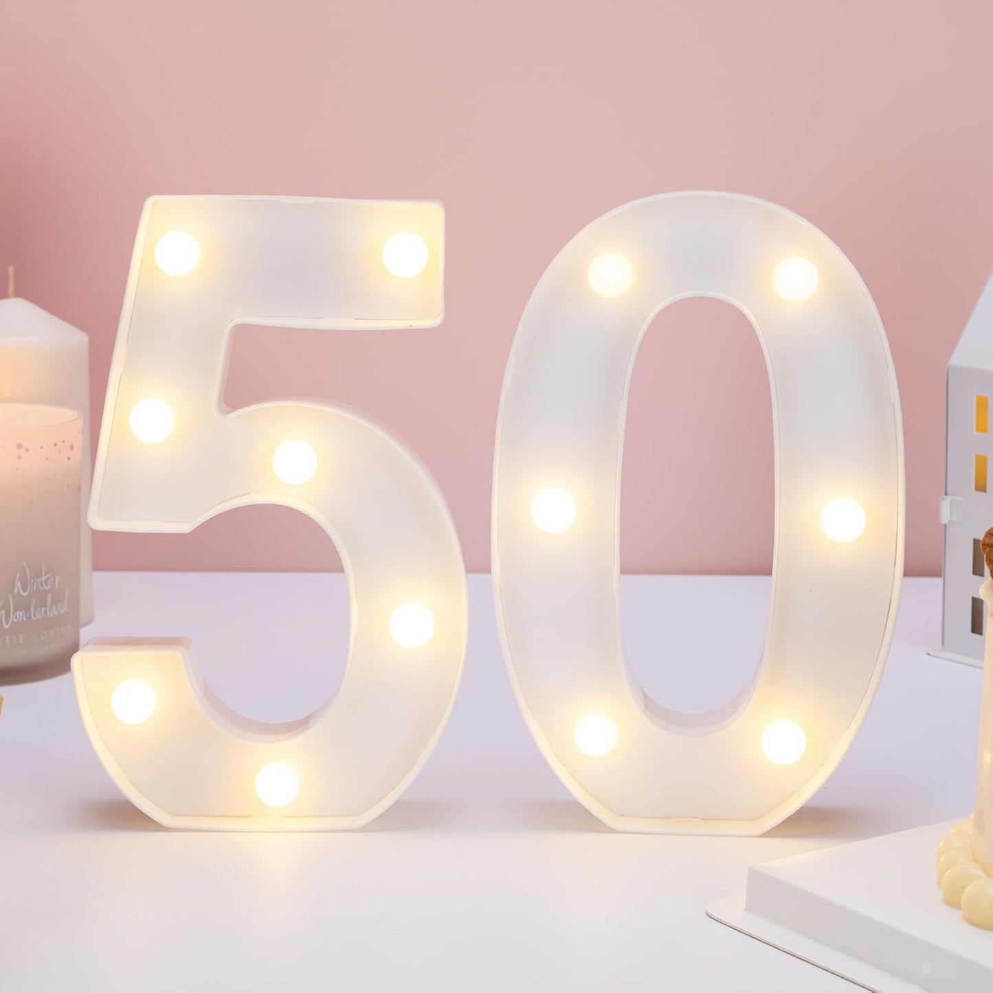 Decorative Led Light Up Numbers, 50th Birthday Decorations, Warm White Led Numbers Lights, Lighted Marquee Number Sign for Sweet 50th Party Decor