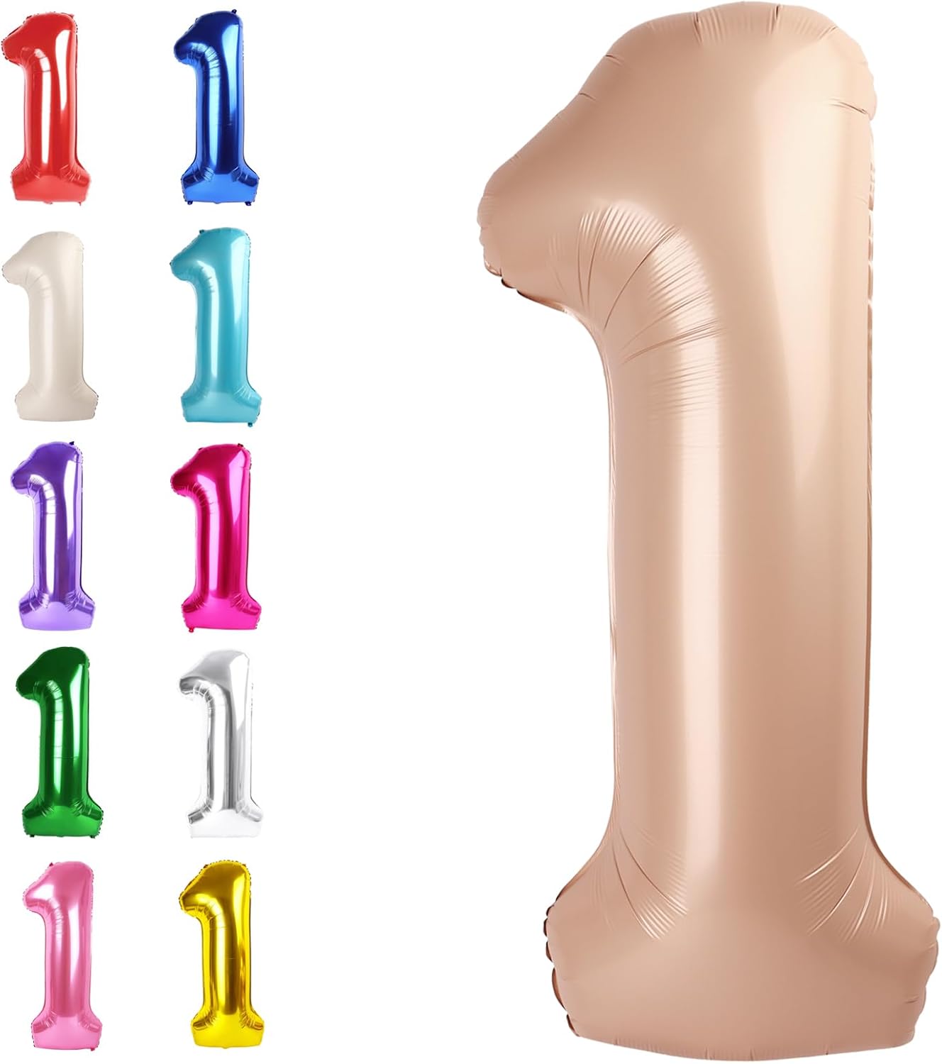 Light Brown Number 1 Balloon 40 inch, Number 1 Birthday Balloons for Boy Girl, Light Brown Foil One Balloon for 1st 10 11 12 16 18 Birthday Party, Anniversary Celebration Numbers Decorations