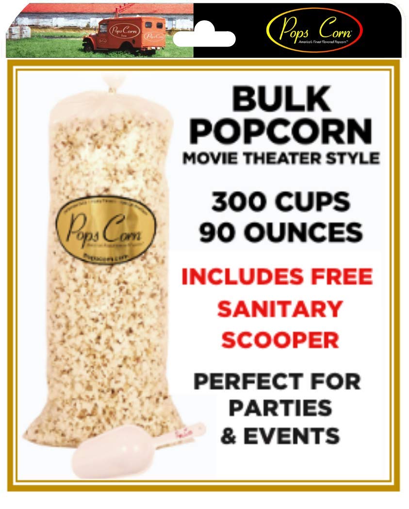 POPCORN! Gourmet Popcorn XL BULK/WHOLESALE-300 Cups-90oz-5.6LBS of MOVIE THEATER STYLE! Butter Flavor PARTY BAG. Popped Event Bag Favors, Buffet, Bar FREE SANITARY SCOOPER!