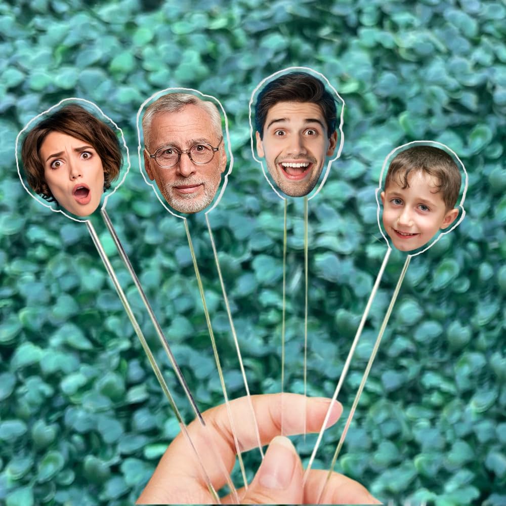 Personalized Pack 50pcs Printed Face Stir Sticks, Dog/Cat/Face/Logo Acrylic Drink Stirrers, Custom Big Head with Your Photo Drink Stirrers, Decor For Parties Birthday Graduation, Baby Face Photos