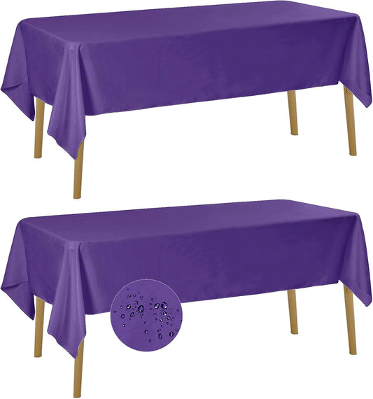 Fokitut 2 Pack Waterproof Rectangle Tablecloth, 60x120 Inch,Stain Resistant and Wrinkle Polyester Table Cloth, Fabric Table Cover for Kitchen Dining, Wedding, Party, Holiday Dinner-Purple