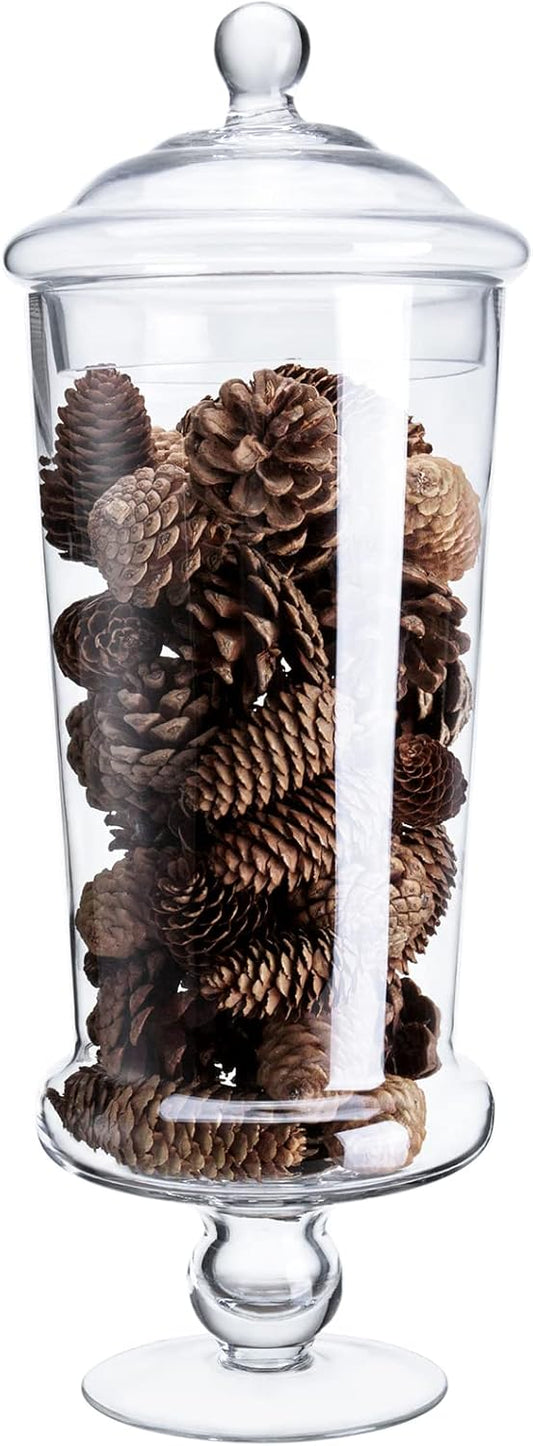 Glass Apothecary Jars, Clear Candy Bowl Dishes Holder Elegant Storage Buffet Display, Decorative Wedding Candy Organizer Canisters (Height: 19" Body: 6.5")