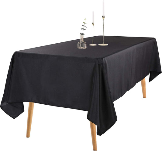 Ascoza 2pack 60x120 Inch Black Rectangular Tablecloth 6 Feet Table Cloth in Polyester Fabric for Wedding/Banquet/Restaurant/Parties