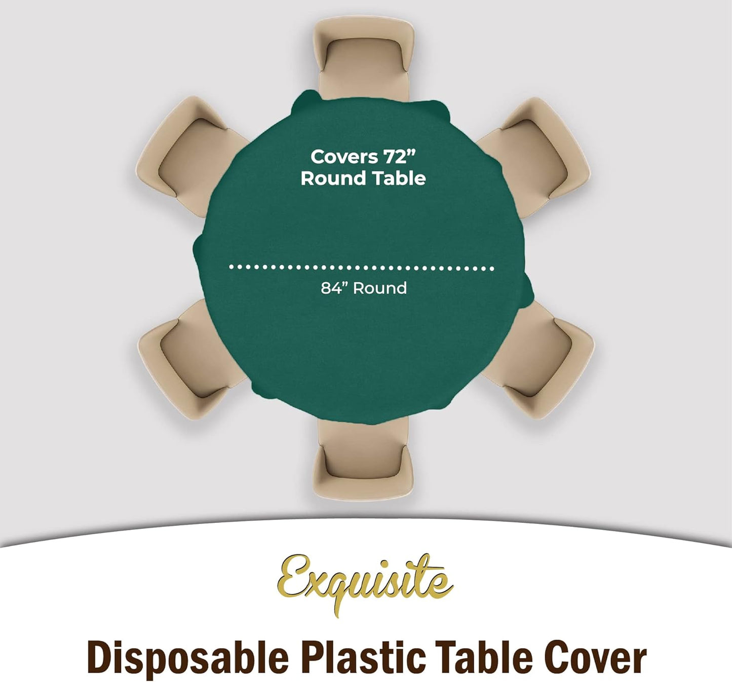 Exquisite 12-Pack Premium Plastic 84-Inch Round Tablecloth - Dark Green