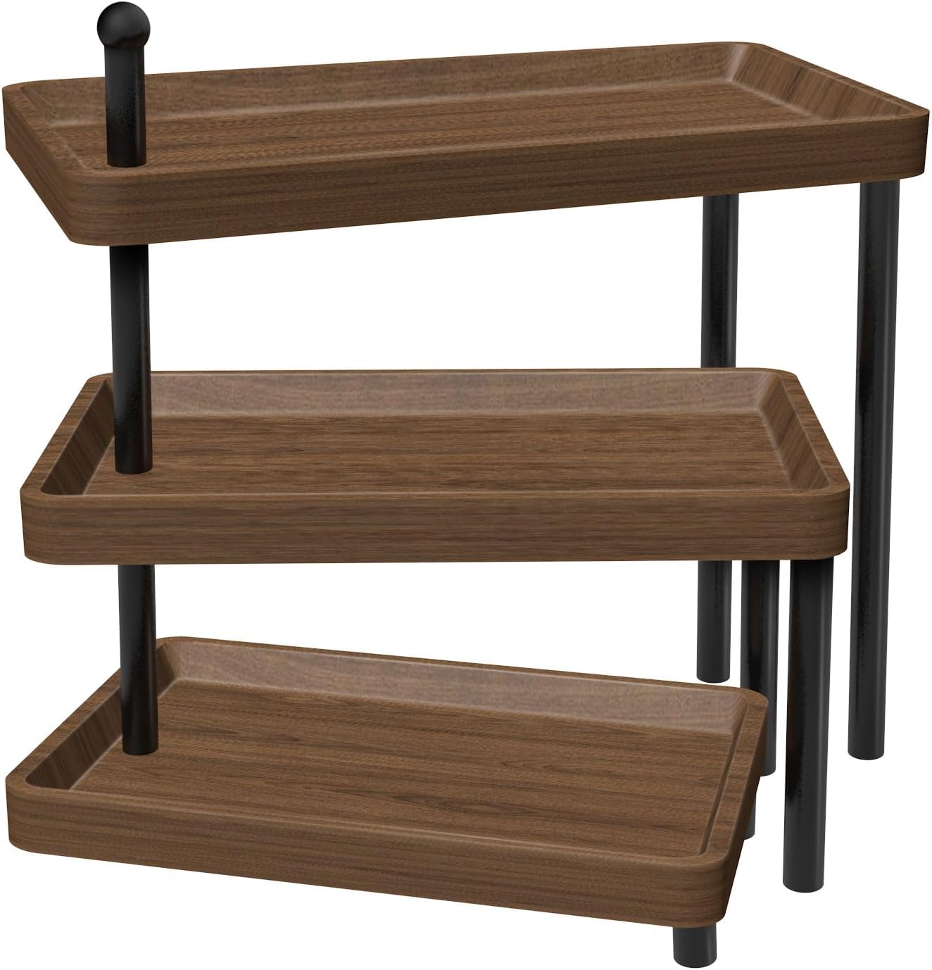 Serving Tray for Party, Wooden Cupcake Stand 3 Tiered Tray Stand Rotating Tiered Serving Tray Dessert Table Display Set Reusable Tiered Serving Platters for Cupcake, Veggie Fruit, Cookies, Dessert