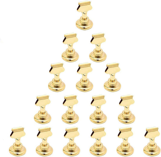 Urban Deco 16 Pieces Table Card Holder Place Card Holders 1.7 inches Gold Steel Card Holders for Photos, Food Signs, Memo Notes, Weddings, Restaurants, Birthdays. (Gold)