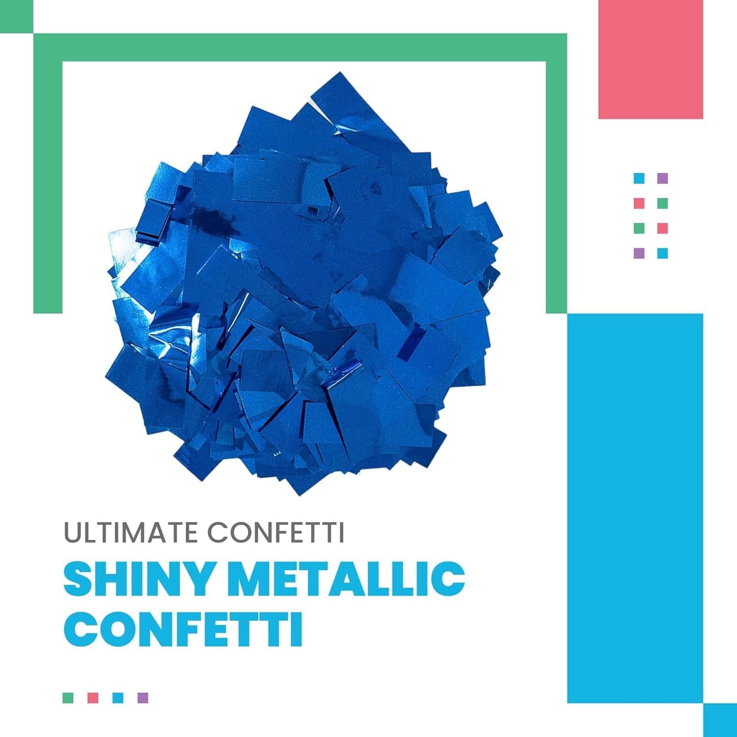 Shiny Metallic Confetti, Blue Color - Fluttering Foil Paper Strips for Confeti Cannon and Launcher Use, Table Decorations, and More (Bulk 30 lb Box)