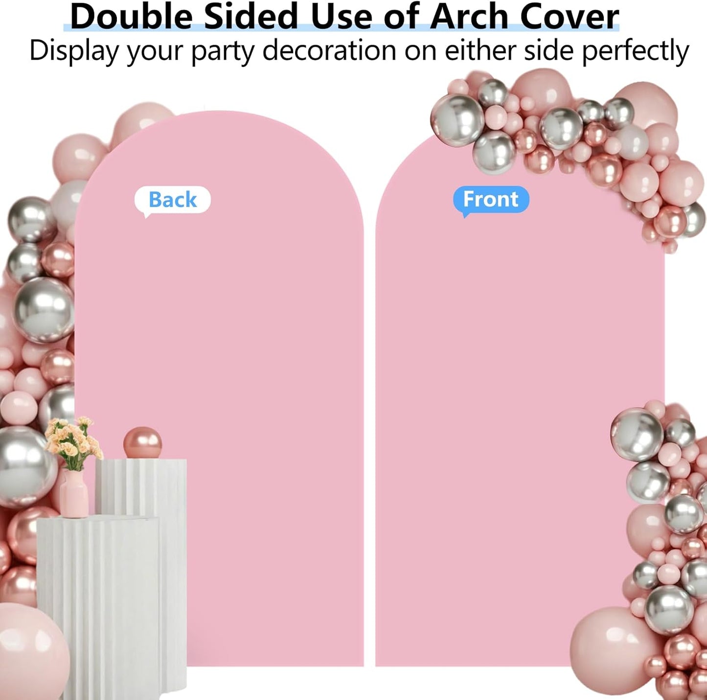 HEMMOTOP Pink Arch Backdrop Cover 7.2 ft (No Arch Stand), Spandex Arch Covers Stretchy Backdrop for Balloon, Birthday Party, Baby Shower, Banquet Arch Decoratio