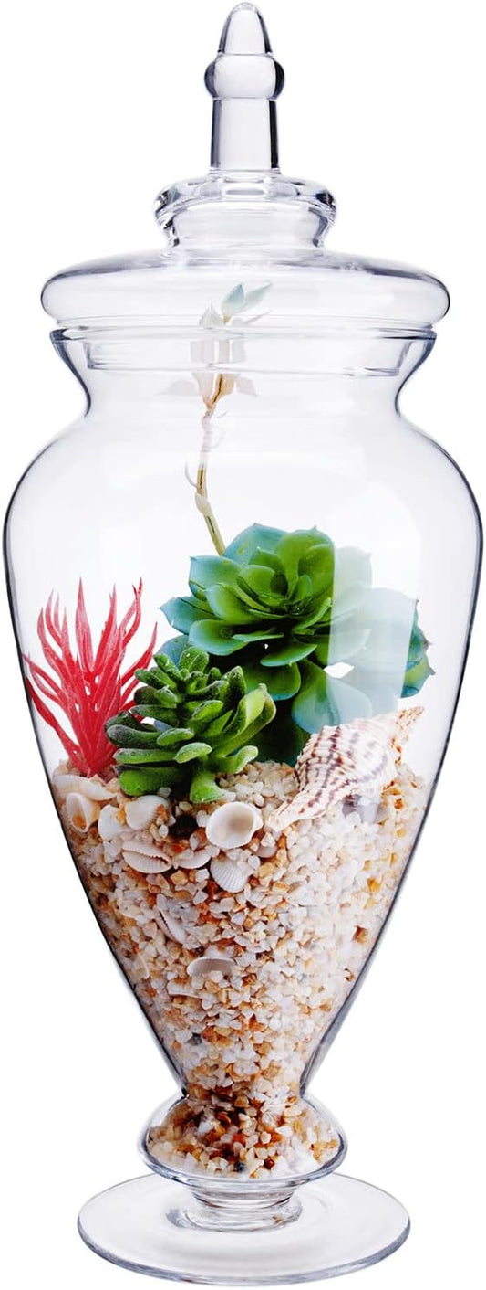 Glass Large Apothecary Jars, Clear Candy Bowl Dishes Holder Elegant Storage Buffet Display, Decorative Wedding Candy Organizer Canisters (Height: 17.5" Body: 6.5")