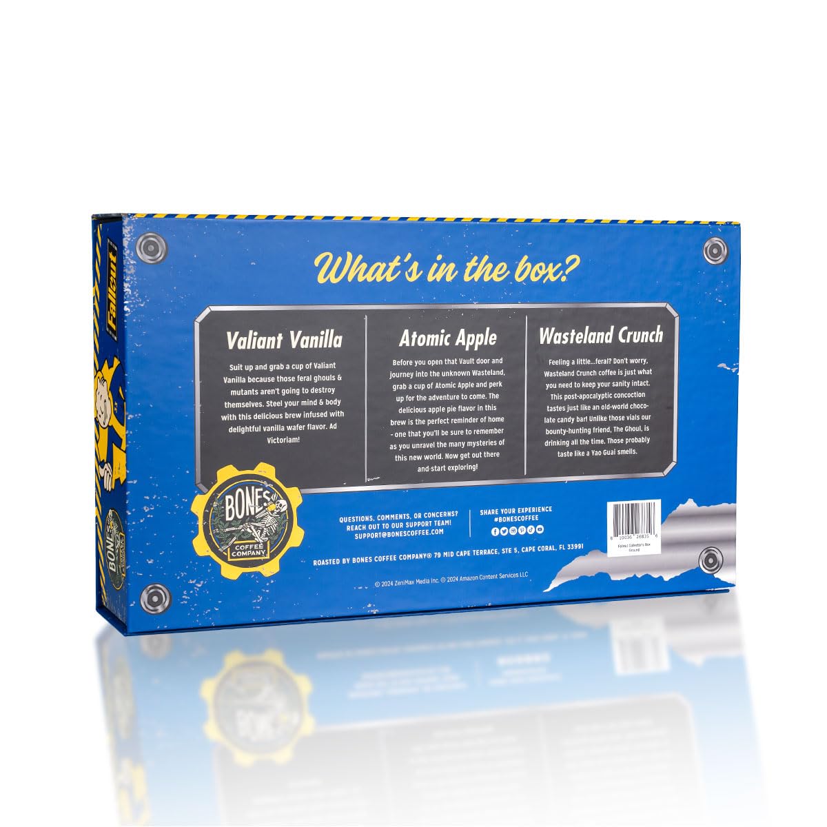 Bones Coffee Company Fallout Collector's Box Flavored Coffee, Low Acid Medium Roast Arabica Beans Coffee Gifts, Fallout Series Inspired, For Auto Drip and French Press,12 oz Pack of 3 Whole Bean