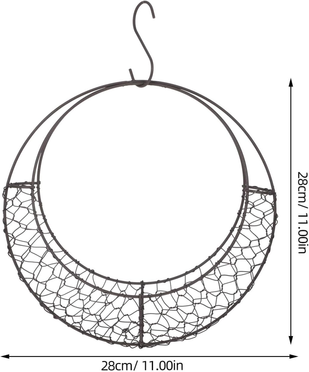 Air Plants Holders Wire Wreath Frame Hanger, 11 inch Moon Shape Wreath Form Hanging Plant Holder Metal Hanging Orchid Planter Plant Basket Holder, Succulent Wire Wreath Frame with Hook