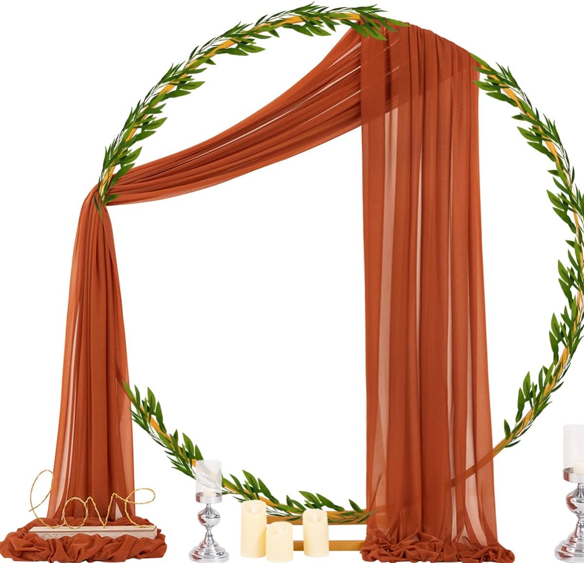 Socomi Terracotta Sheer Wedding Decor Fall Draping Fabric 29" x 20Ft 2 Panels Arch Outdoor Curtain Drapes Extra Long for Bridal Baby Shower Birthday Party Decor