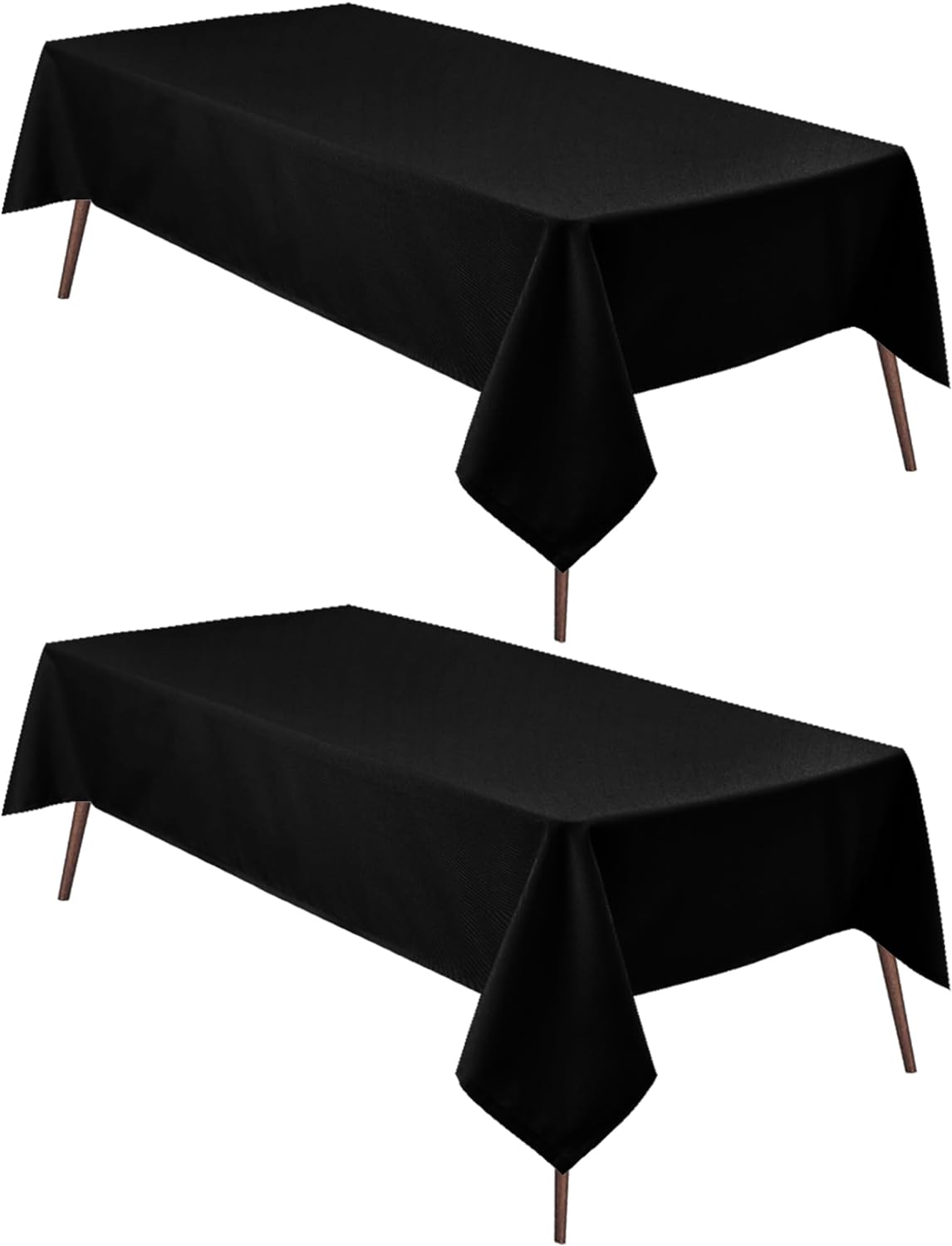 Hiasan 2 Pieces Black Tablecloth Rectangle - Waterproof and Wrinklr Resistant Washable Polyester Fabric Table Cloth for Dining Room and Outdoor Use, 90 x 132 Inch