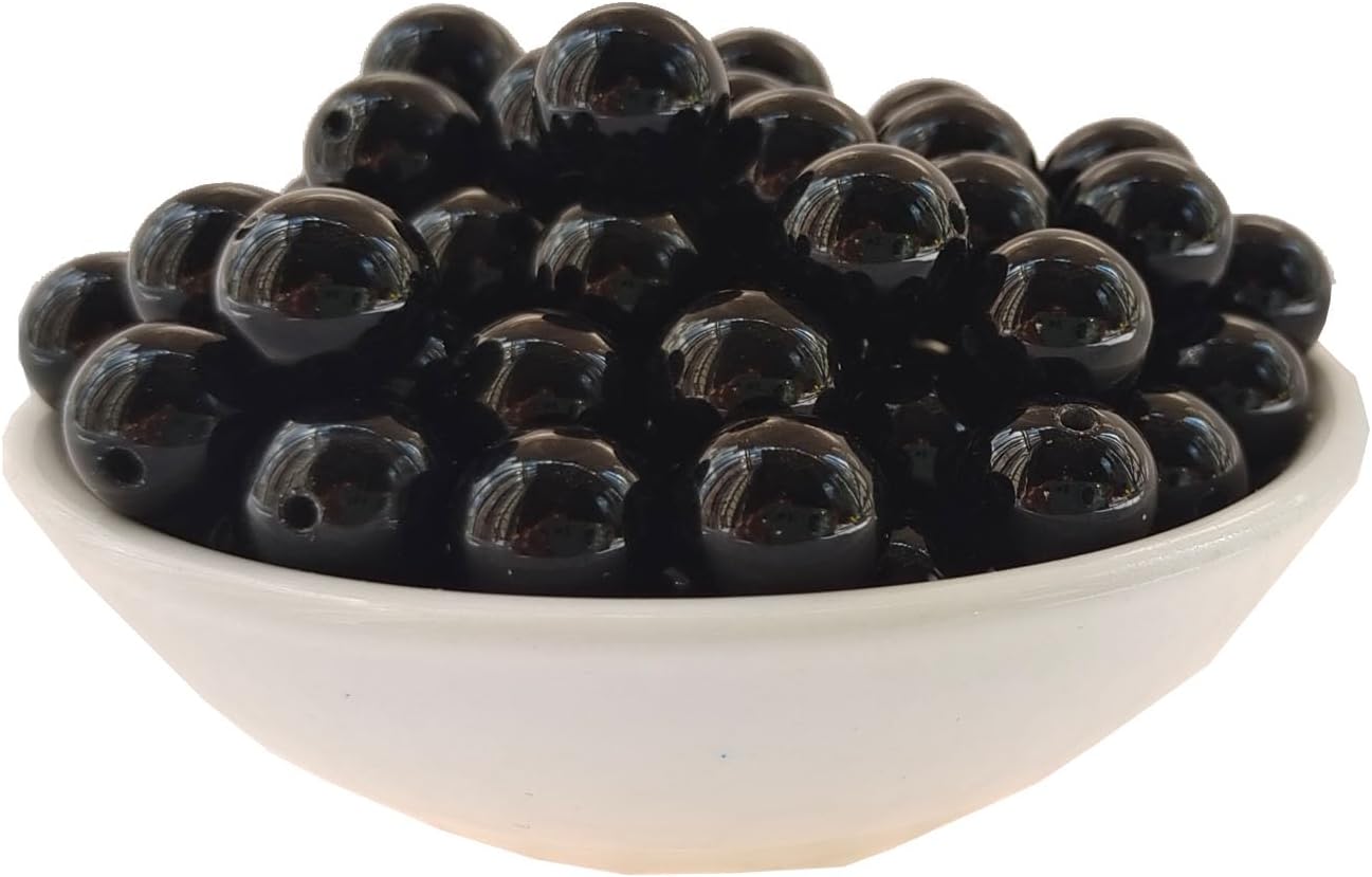 Stone Beads 8mm 100pcs Black Agate Beads Round Loose Gemstones Beads for Bracelet Necklace Jewelry Making (8mm, 60821 Black Agate)