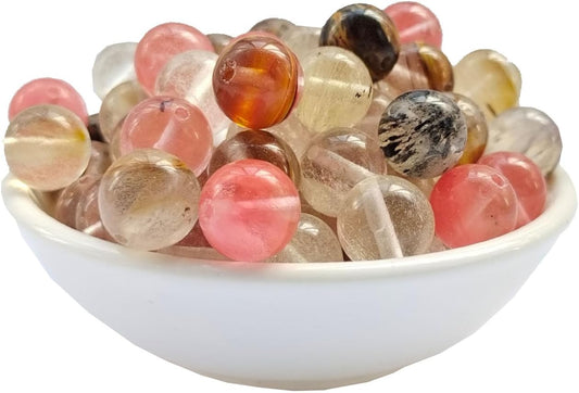 Stone Beads 8mm 100pcs Colorful Watermelon Quartz Beads Round Loose Gemstones Beads for Bracelet Necklace Jewelry Making (8mm, 60822 Colorful Watermelon Quartz)