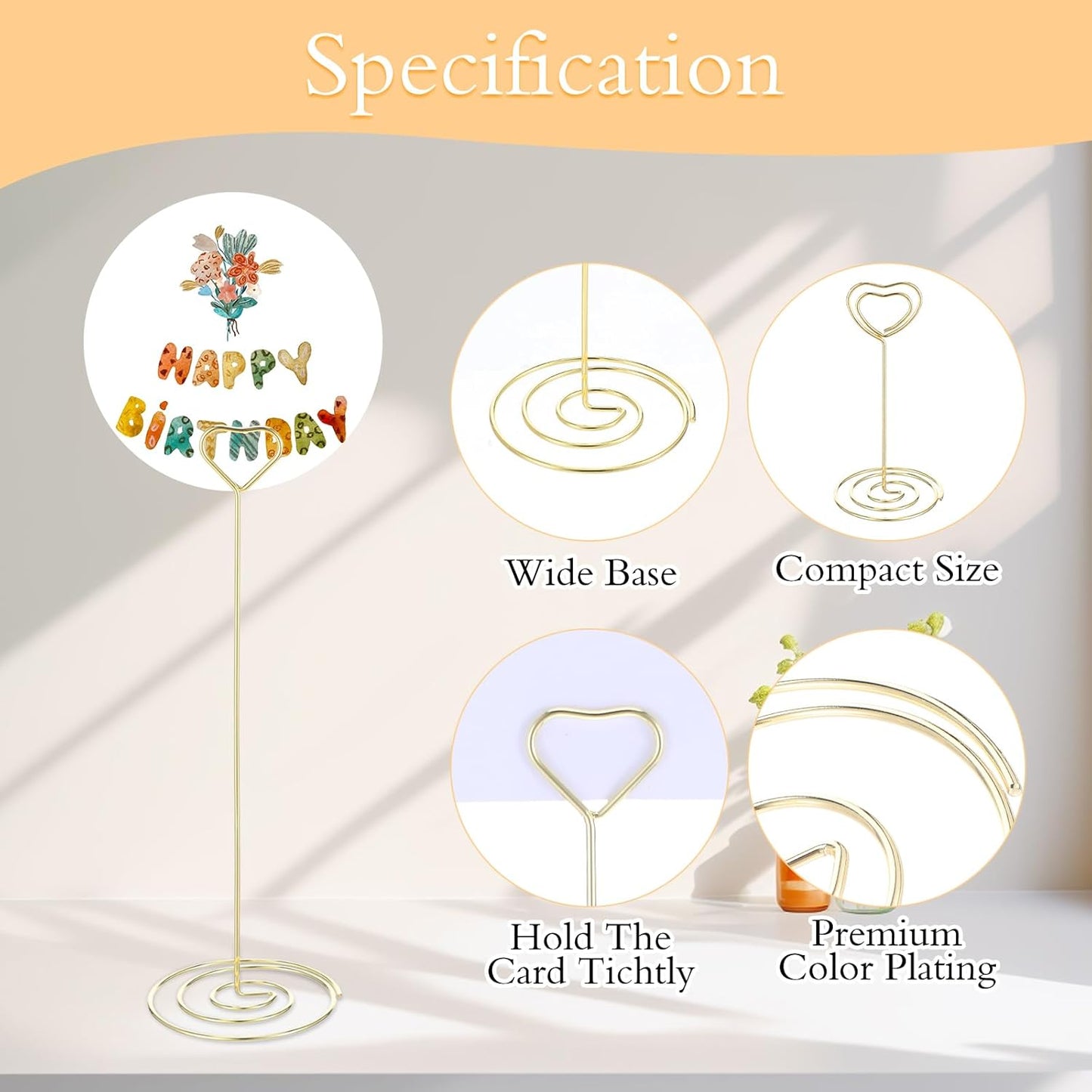 MAQUITA 36pcs Place Card Holder, Table Number Holders, Table Card Holders, Table Number Stands, Wire Table Picture Photo Holder with Heart Shaped Menu Memo Clips for Wedding Favors