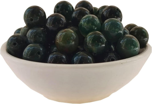 Stone Beads 8mm 100pcs Green Moss Agate Beads Round Loose Gemstones Beads for Bracelet Necklace Jewelry Making (8mm, 60801 Green Moss Agate)