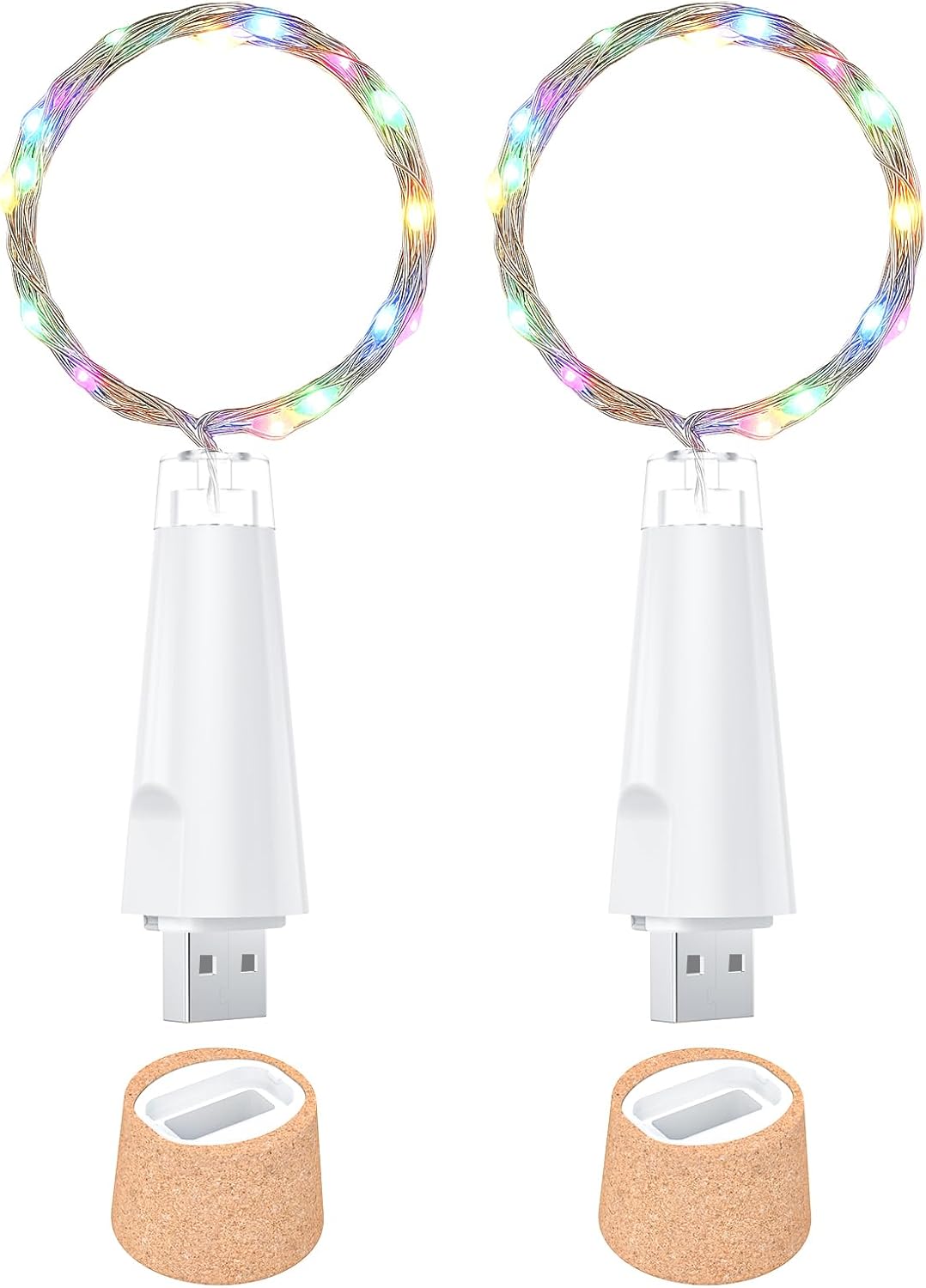 USB Bottle Lights Rechargeable Wine Bottle Fairy Lights Cork LED String Lights 20 LEDs Copper Wire for Table Party DIY Decor