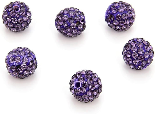 25pcs Adabele Grade A Suncatcher Crystal Rhinestone Pave Loose Beads 8mm Tanzanite Purple Polymer Clay Disco Ball Spacers Compatible with Shamballa All Craft Jewelry Making DB8-26