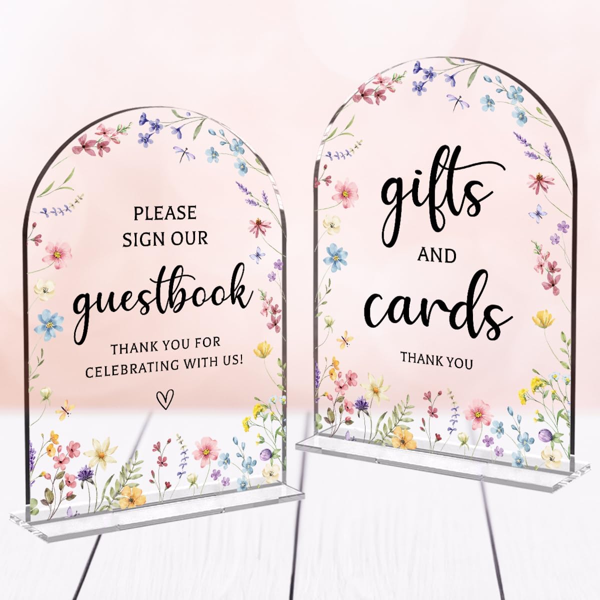 2 Pcs Wedding Decor, Ceremony Sign, Wedding Sign for Reception & Event Party,Bridal Shower Decorations, Wedding Table Decor Accessories for Anniversary And Event 5x7 Inch