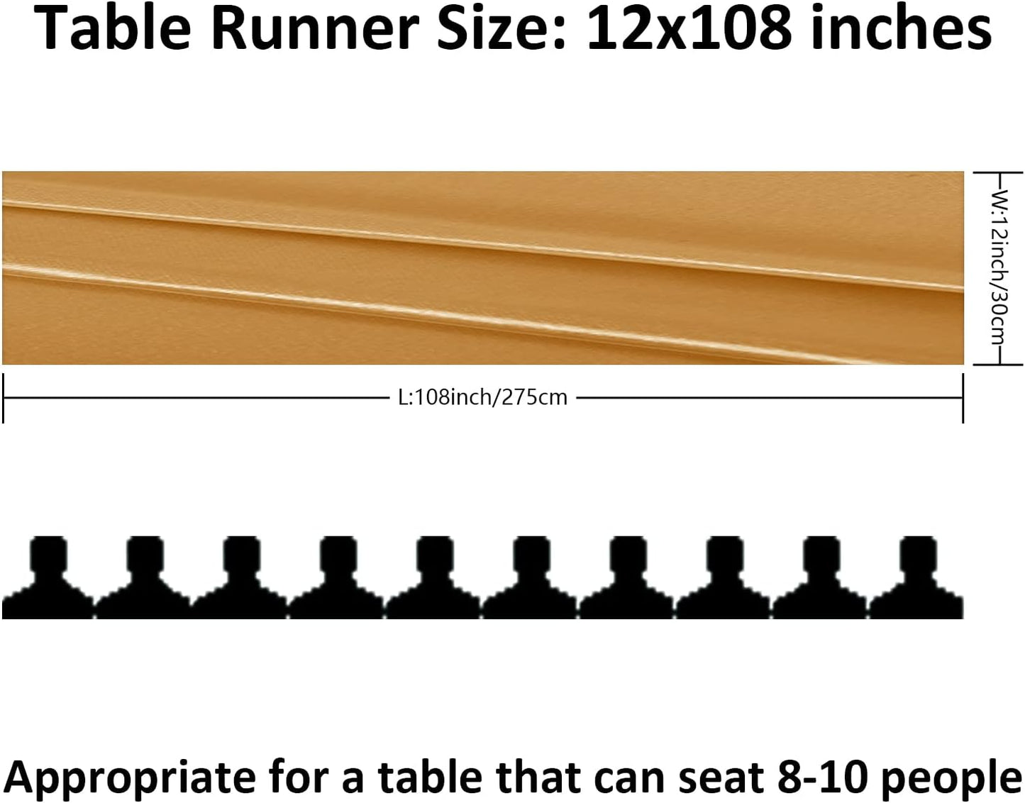 6Pack Table Runner 12 x 108 Inches Satin Silk Table Runner for Wedding, Birthday Party, Banquets, Graduations Decoration, fit Rectange and Round Table-Gold