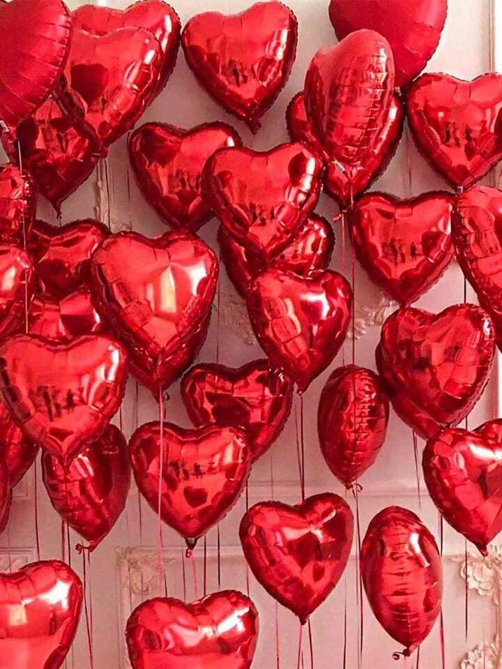 Red Heart Balloons, 18 Inch Red Heart Foil Shape Balloon, 12PCS Large Love Foil Helium Romantic Balloons for Birthday Baby Shower Marriage Wedding Bridal Engagement Anniversary Party Decoration
