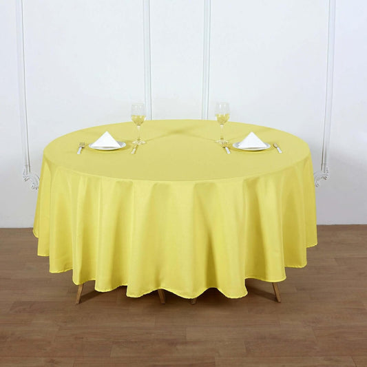 Efavormart Round Tablecloth, 90 Inch Stain & Wrinkle Resistant Washable Table Cloth, Decorative Polyester Fabric Table Cover for Banquet, Wedding, Dining- Yellow