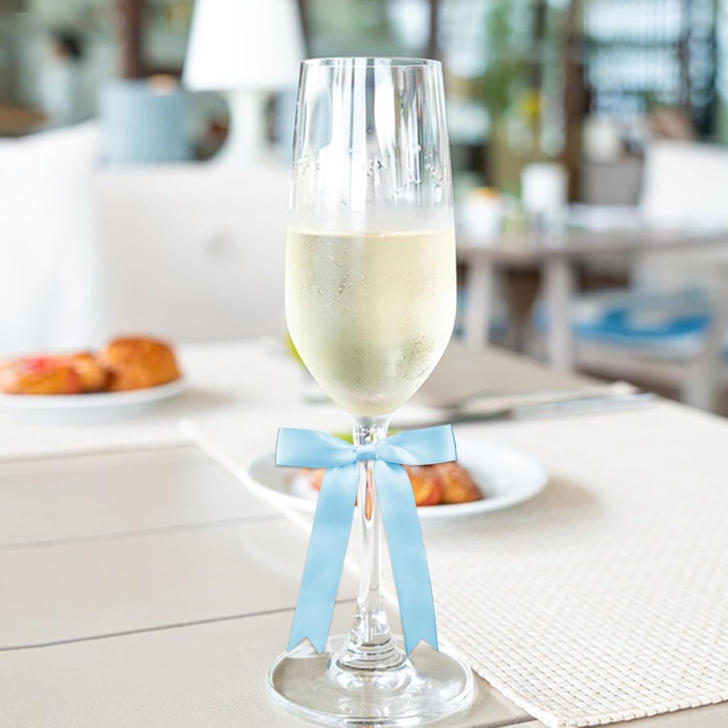 30 Pcs Satin Sky Blue Bows with Twist Tie, 5x7 Inchfor Gift Wrapping Cake Treat Bags Craft DIY Gift, Birthday Decorations, Balloons & Garland Home Decor