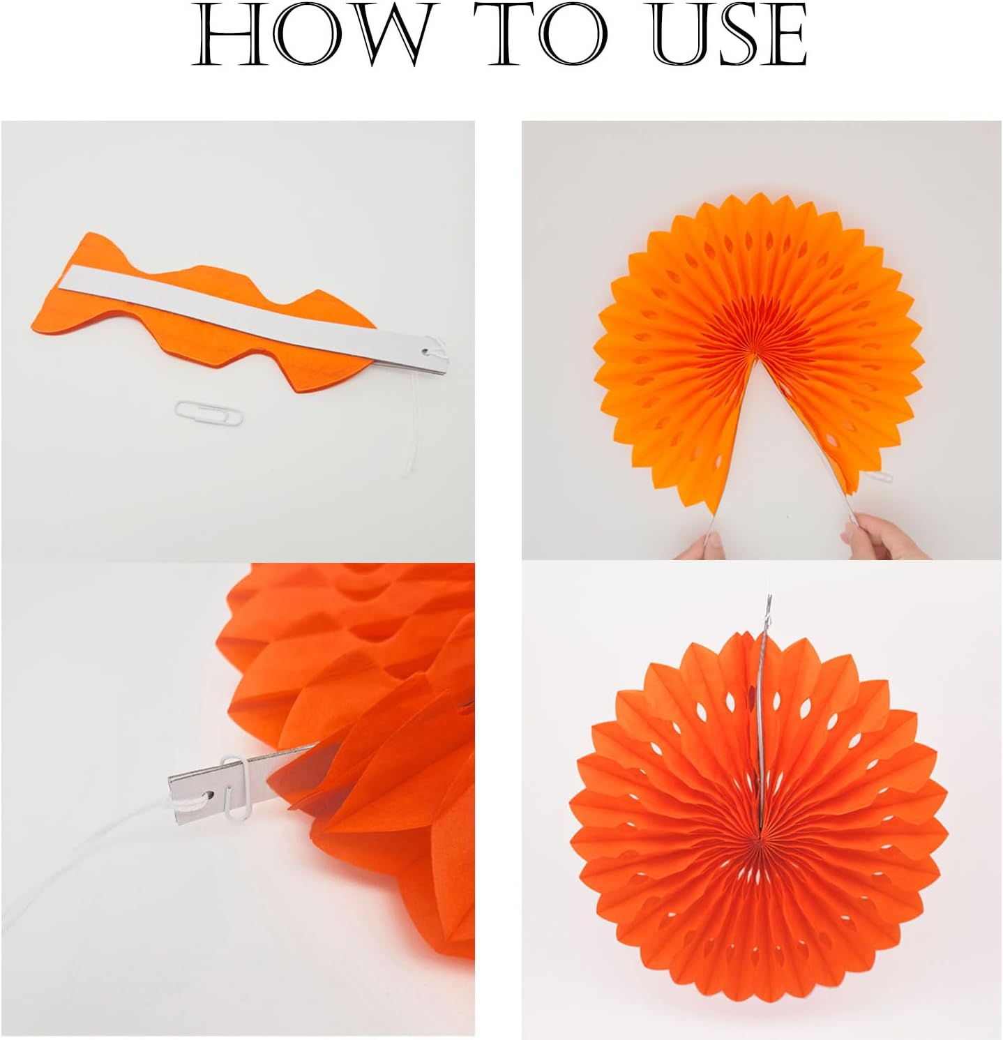 ZOOYOO Hanging Paper Fans Party Decorations,12 Pcs Blue Orange Honeycomb Round Fans,Ceiling Decor for Birthday,Wedding,Graduations,Tea Party Backdrop