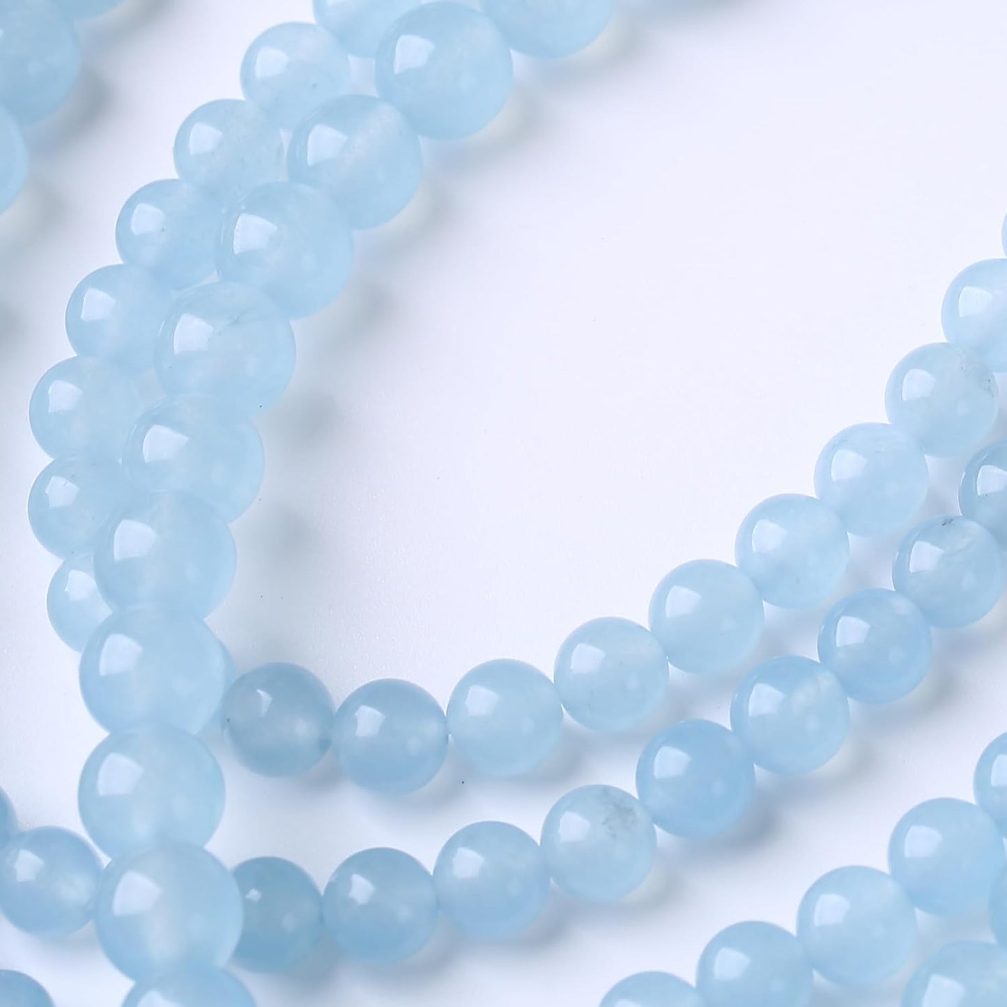 Ice Blue Chalcedony Stone Beads Gemstone Round Crystal Energy Jade Beads Stone Beads for Jewelry Making DIY Bracelet Necklace Jewelry Making 1 Strand 15.5inch 31PCS 12MM