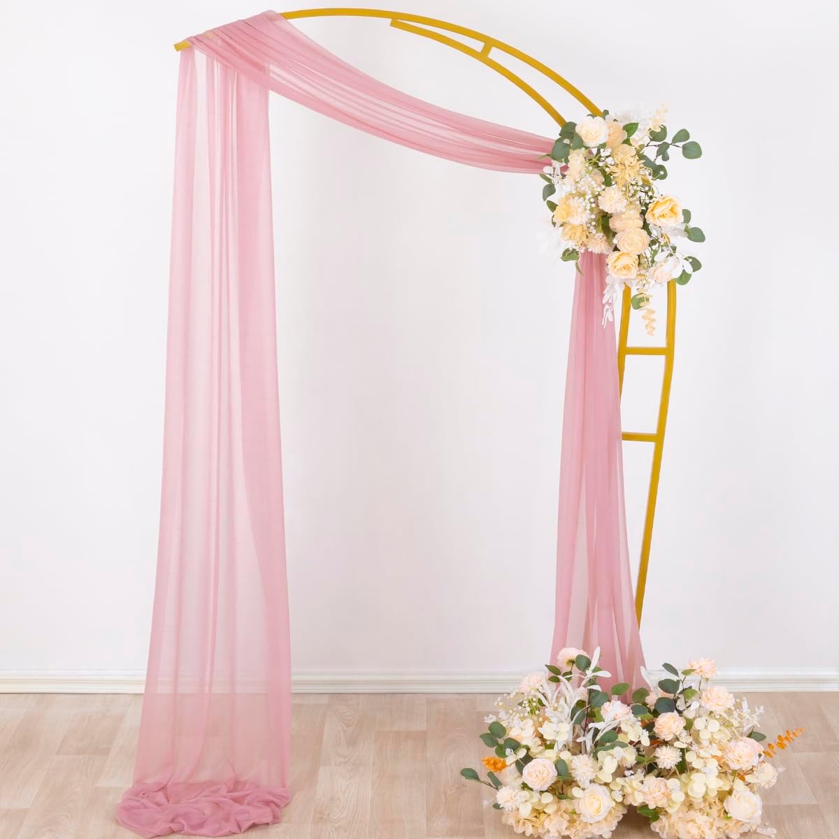 Socomi Wedding Arch Draping Fabric 29" x 20Ft 1 Panel Dusty Rose Sheer Outdoor Curtain Drapes Extra Long for Bridal Baby Shower Ceremony Birthday Party Decor