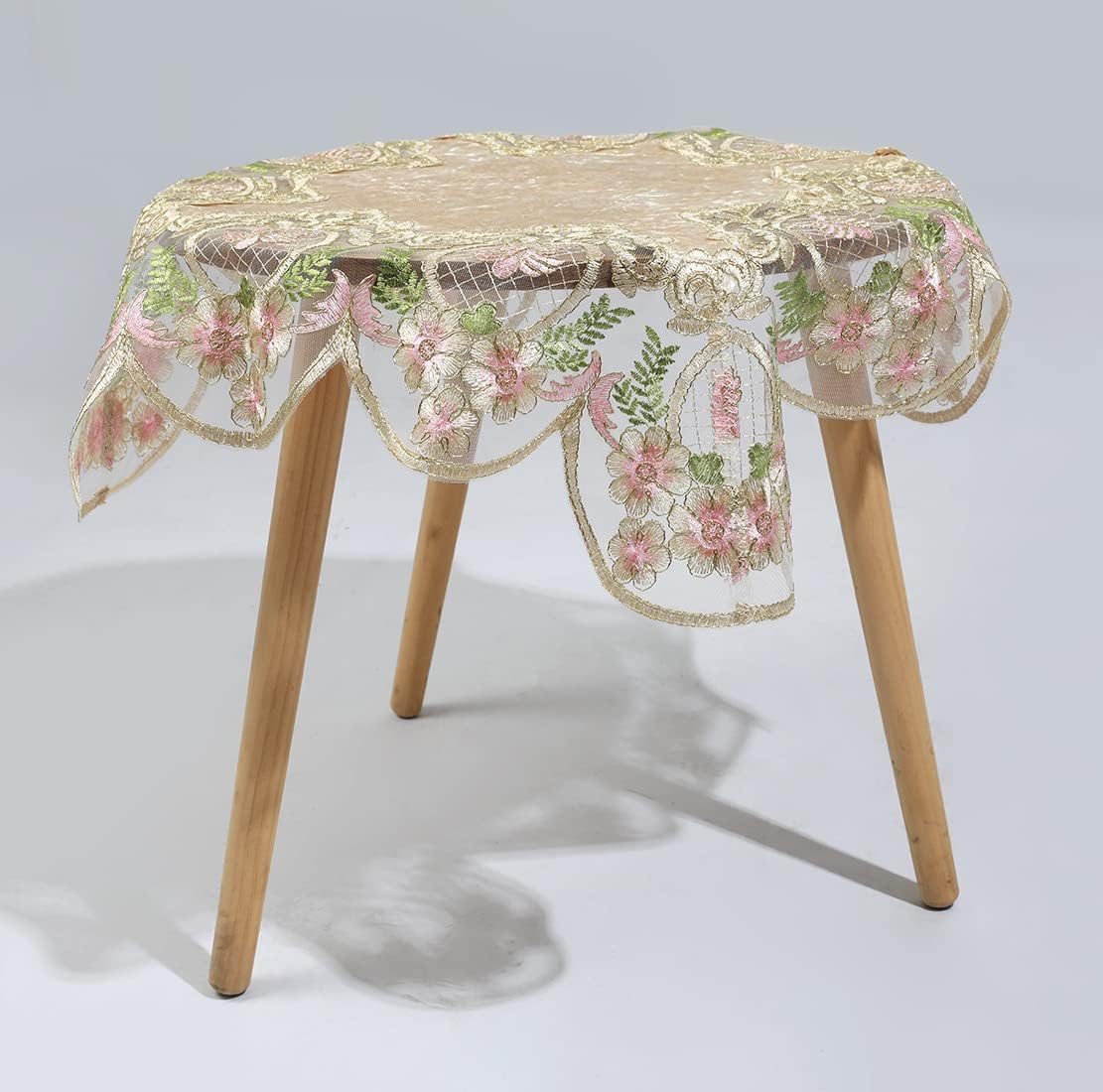 vctops Damask Lace Patchwork Tablecloth Luxury Square Small Table Cover Elegant Floral Embroidered Lace Table Cloth for Party Kitchen Dinning Picnic Decoration (Type O,22"x22")