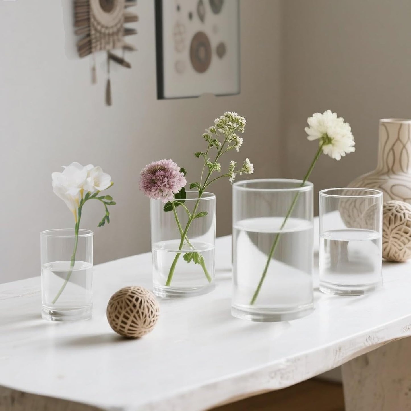 36pcs Glass Vase Cylinder for Centerpieces Small Flower Glass Clear Home Decor Centerpiece Table Flower Vase Decorations for Wedding＆Holiday 4,4.7,6Inch Tall