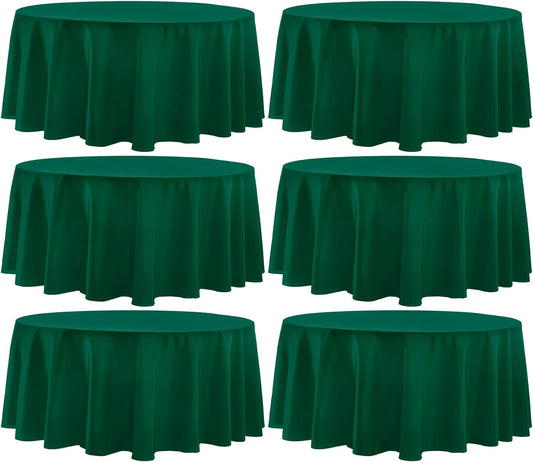 Round Tablecloth 6 Pack 90 Inch Dark Green Tablecloths Washable Decorative Linen Polyester Table Clothes Cover for Dining Table Banquets Buffet Parties and Wedding