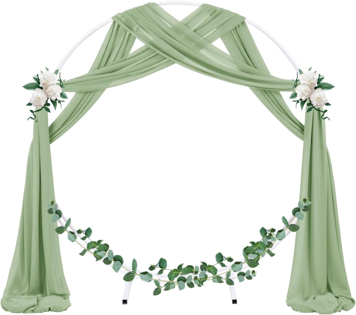 Socomi Wedding Arch Draping Fabric 2 Panels 29" x 19Ft Sage Green Sheer Chiffon Curtain Drapes 6 Yards for Wedding Ceremony Birthday Party Decoration