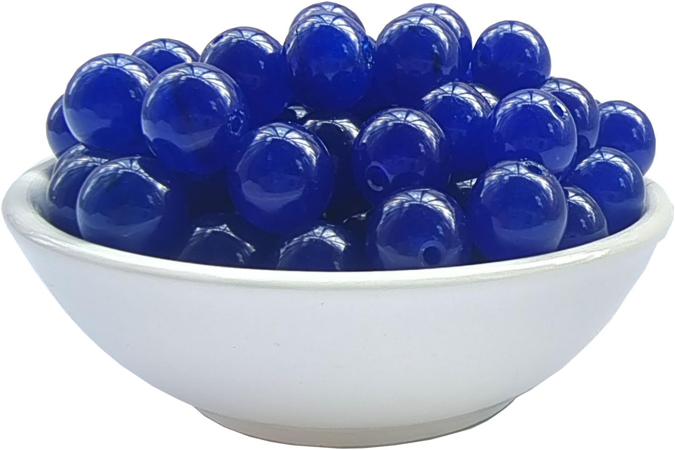 Stone Beads 10mm 60pcs Dark Blue Chalcedony Beads Round Loose Gemstones Beads for Bracelet Necklace Jewelry Making (10mm, 61031 Dark Blue Chalcedony)