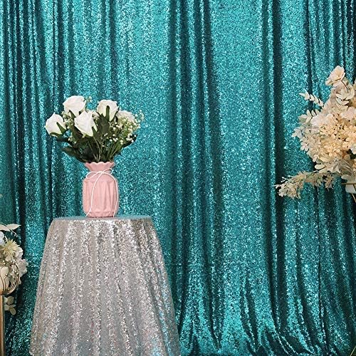 Eternal Beauty Teal Sequin Backdrop, 10x10 Ft Glitter Background Curtains for Shimmer Photography Party Wedding Birthday Back Drop Decor