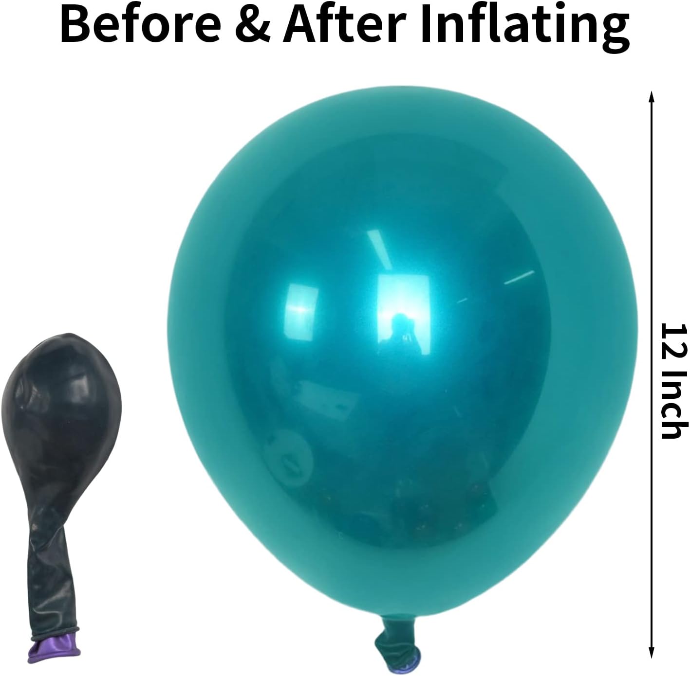 Chrome Teal Balloons, Double Stuffed Metallic Turquoise Balloons 12 Inch, Shiny Thick Chrome Metallic Dark Teal Blue Latex Helium Balloon for Christmas Birthday Wedding Graduation Party Decorations