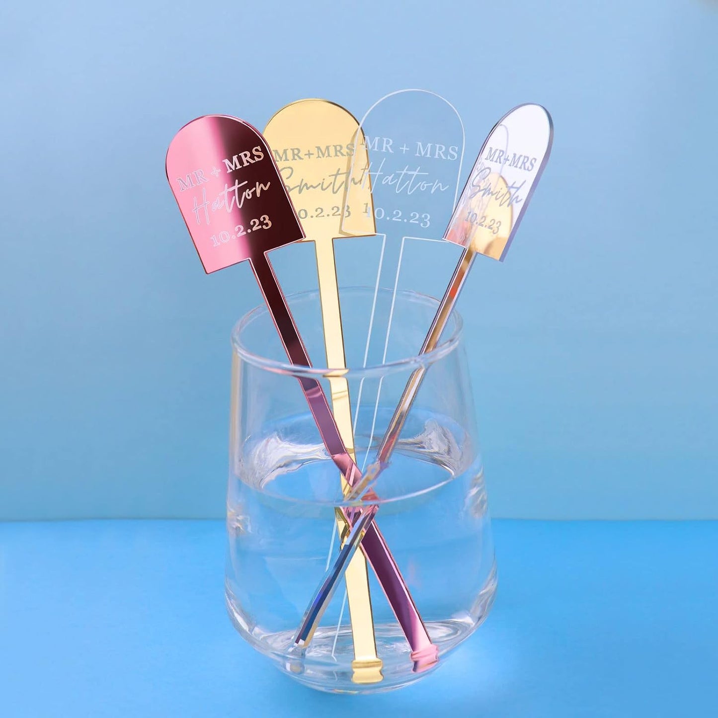20Pcs Personalized Acrylic Stir Sticks,Custom Cocktail Swizzle Sticks Bar Drinks Mixing Rod for Coffee Whiskey Beverage,Perfect for Wedding,Birthday,Bachelorette,Bridal or Baby Shower,Corporate Event