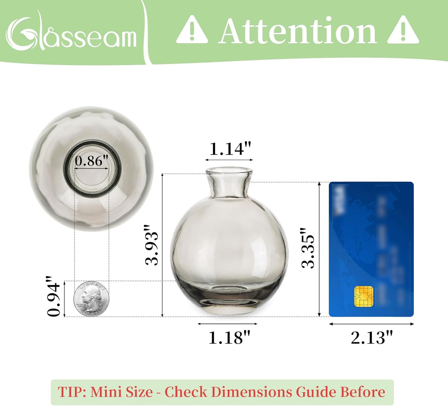 Bud Vases 3Pcs/Set Small Vases Handmade Cute Gray Small Vases for Flowers Centerpieces Glass Vases Mini Vase Home Decor Centerpieces, Events Table Decor