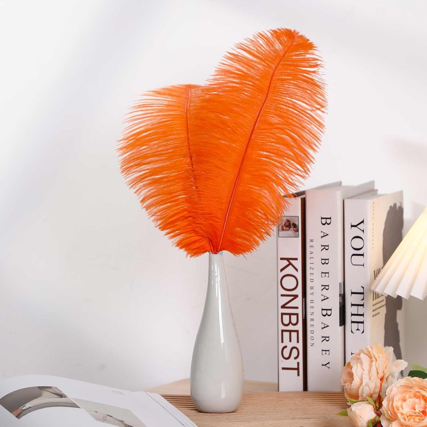 YAKRUNA 30PCS Orange Ostrich Feathers Bulk 12-14 Inches for Centerpieces for Wedding Birthday Gatsby Party, Decorative Plumes for Vase & Table & Christmas Tree Decor (30-35cm, Orange)