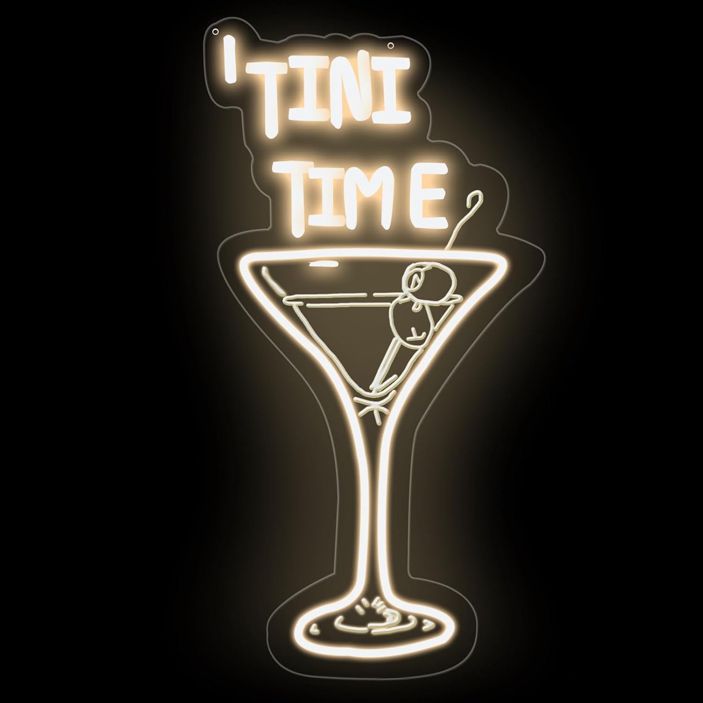 Tini Time Neon Sign, Martini LED Neon Sign for Bars, Elegant Cocktail Glass Neon, Martini Cocktail Bar Wall Decor, Bar Wall Art, Pub neon, 16.5"x8.7", Warm White