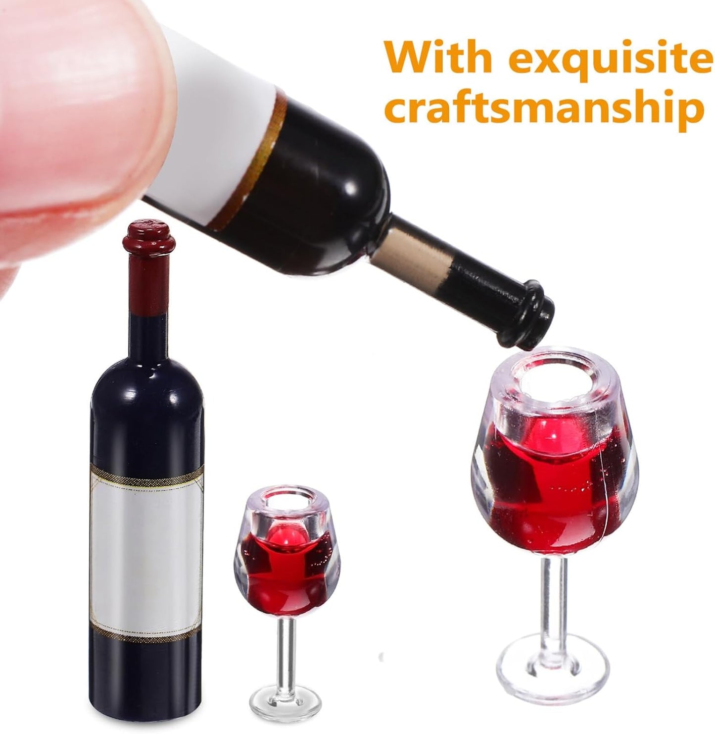 NUOBESTY Mini Bottles 18Pcs Dollhouse Champagne Set Miniature Red Wine Bottle Mini Cocktail Glasses Drink Cups for Dollhouse Decoration Mini Wine Bottles