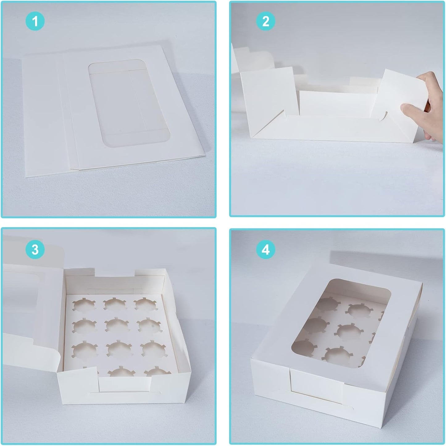 Yeplan 20 Packs Cupcake Boxes,12 Count Cupcake Boxes with Clear Window,13.4x9.8x4 Inch Cookie Boxes,Cupcake Containers,Bakery Boxes for Birthday,Wedding,Party