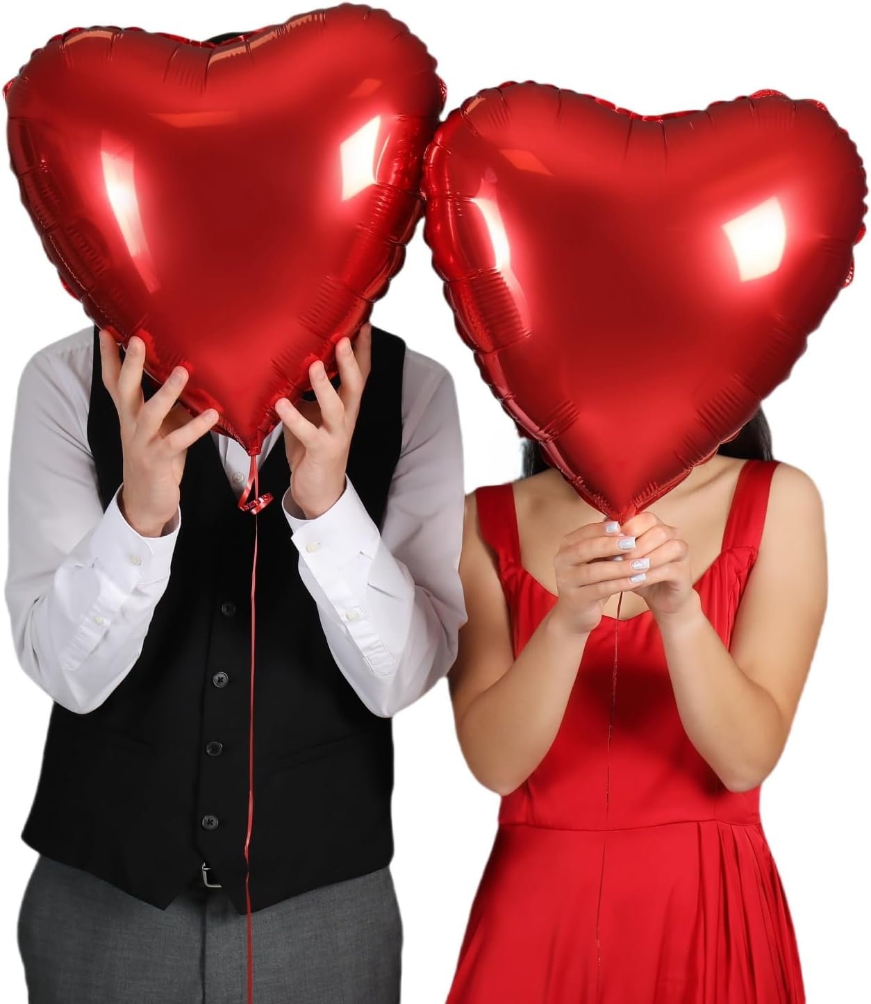 12Pcs Red Pink Champagne Gold Heart Balloons, 18 Inch Heart Shape Love Balloons for Valentine's Day, Wedding, Birthday Decorations